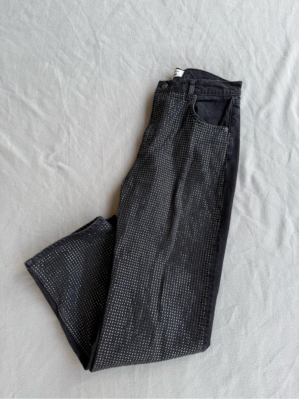 The Reformation Abby High Rise Relax Straight Jeans in Vana Sparkle, size 30 in